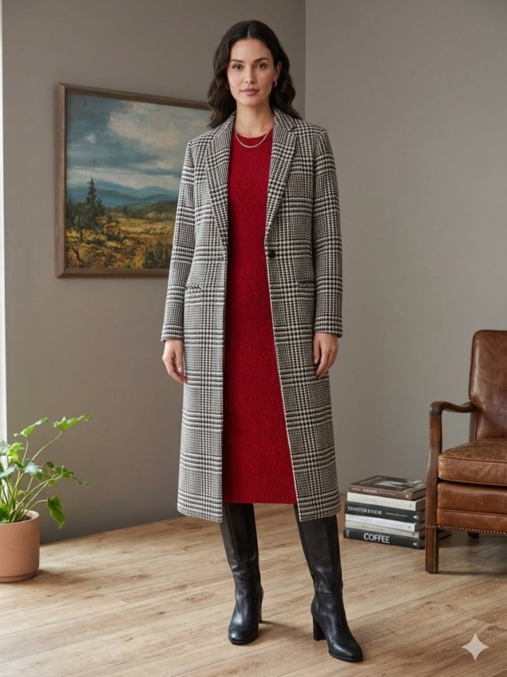 Vintage Pendleton Women's Houndstooth Plaid Wool Coat Size Large